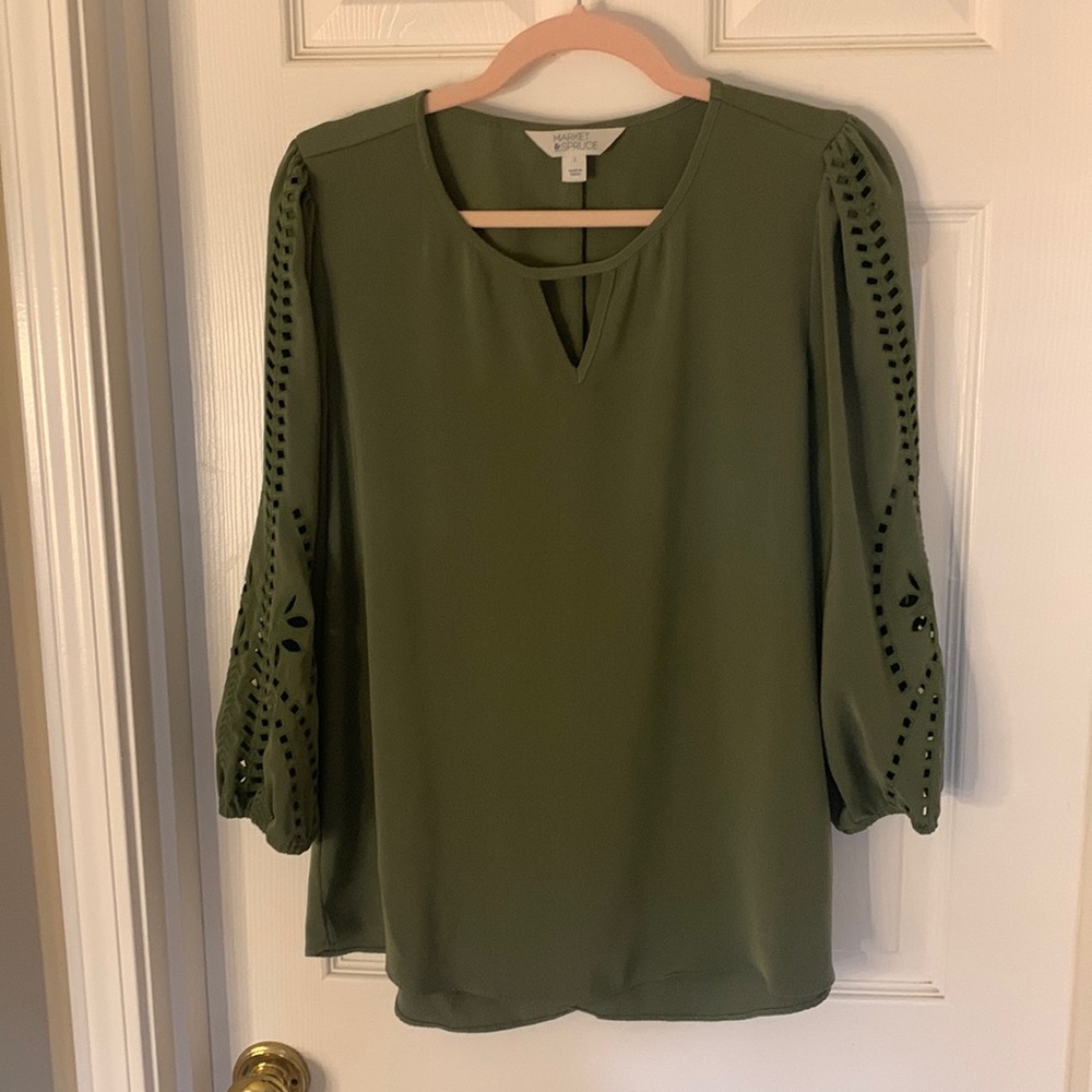 Market & Spruce Olive Green Blouse